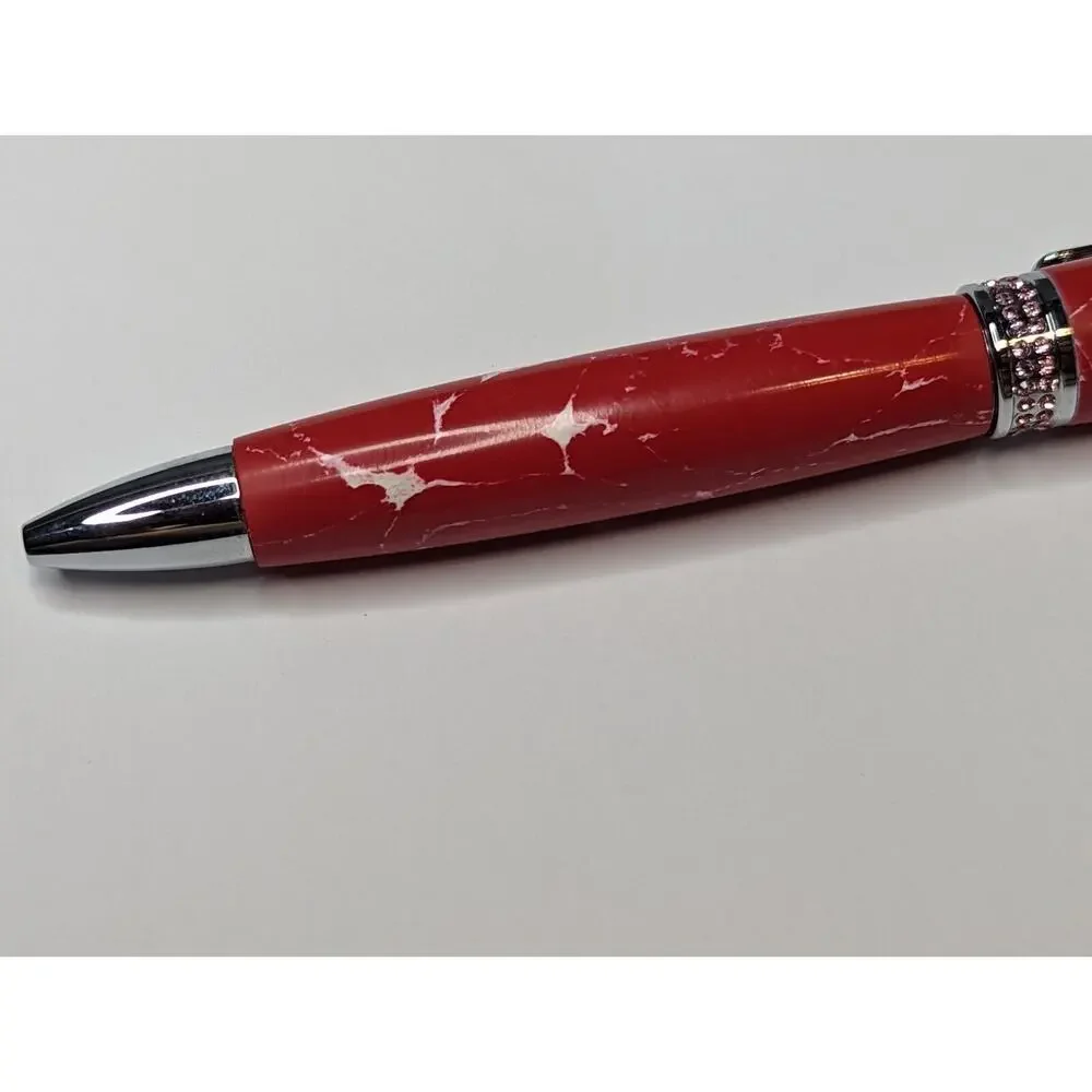 Breast Cancer Awareness Twist Pen Silver Finish Red Acrylic Body Hand Turned Pen